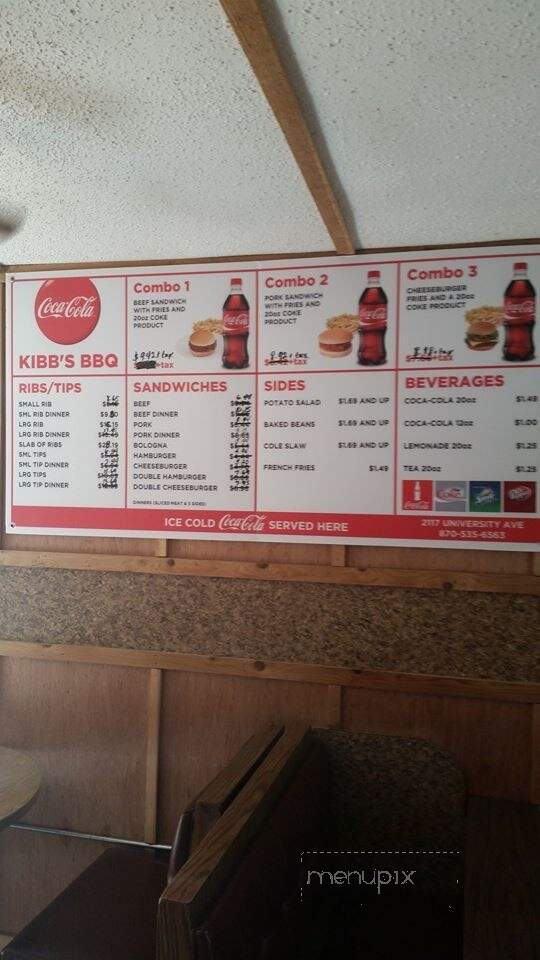 Kibb's Bar B Que - Pine Bluff, AR menu_pic