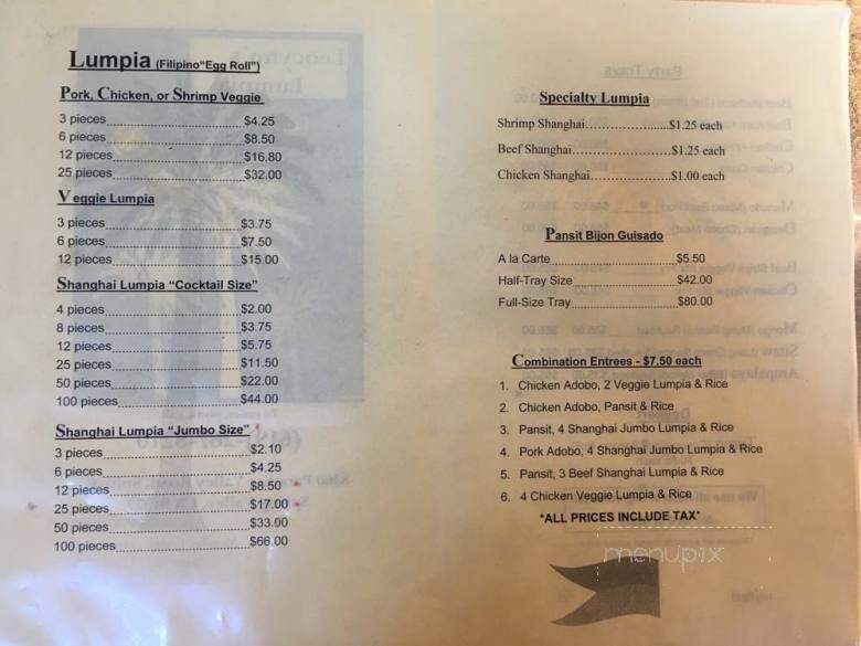 Leocynn's Lumpia - Spring Valley, CA menu_pic