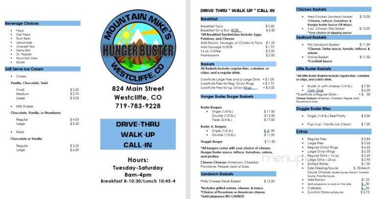 Hunger Buster - Westcliffe, CO menu_pic