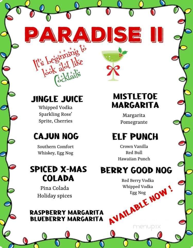 Paradise II - Lake Arthur, LA menu_pic