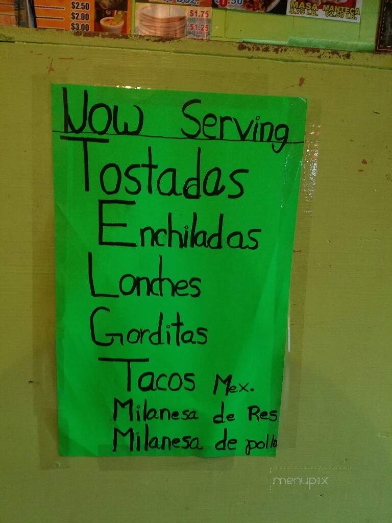 Diana's Tortilleria & Taqueria - La Feria, TX menu_pic