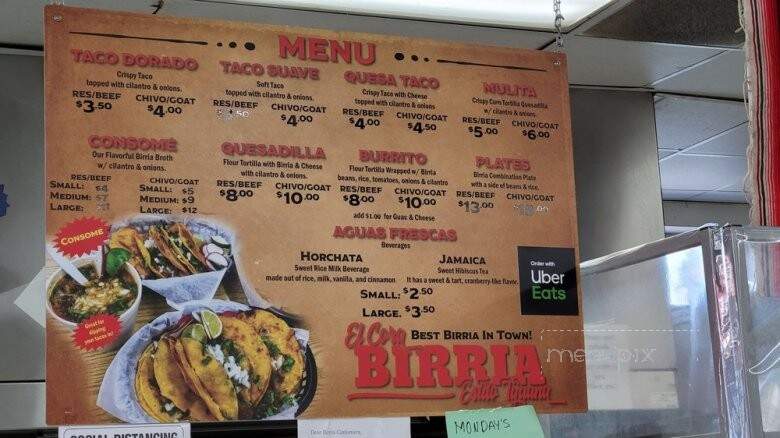 Menu of El Cora Birria in Sacramento, CA 95820