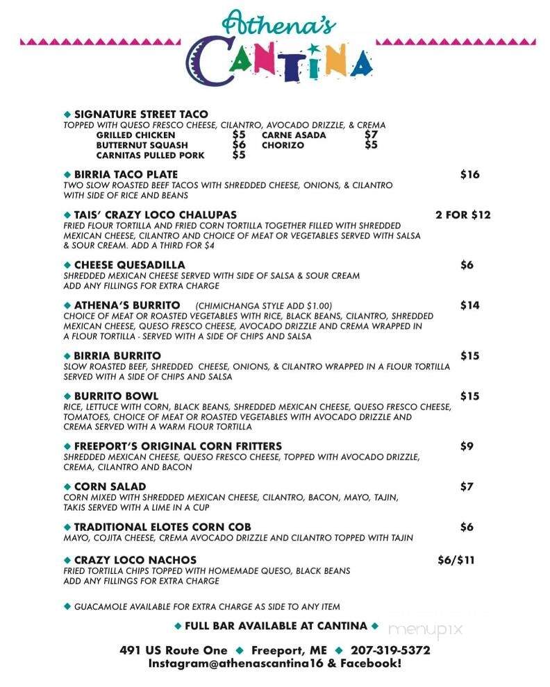 Athena's Cantina - Freeport, ME menu_pic
