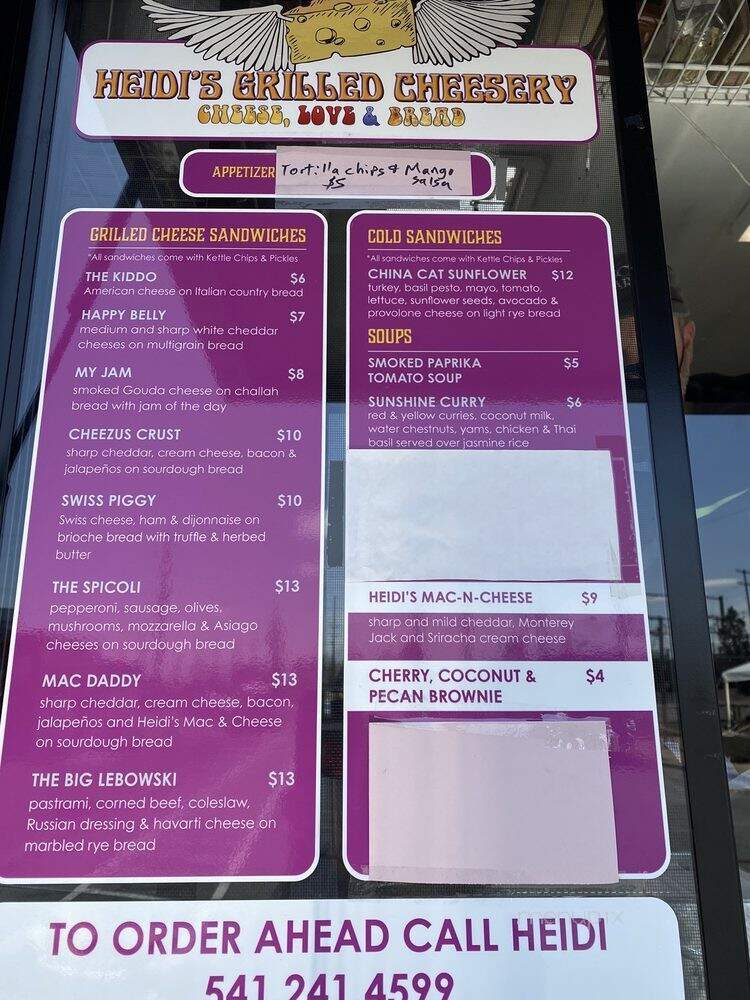 Heidi's Grilled Cheesery - Tumalo, OR menu_pic