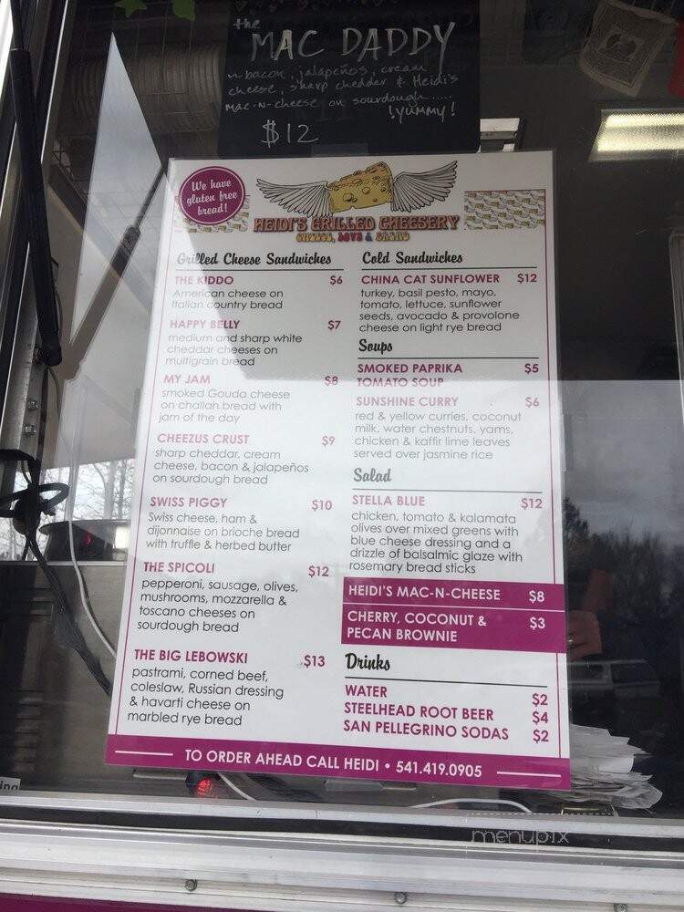 Heidi's Grilled Cheesery - Tumalo, OR menu_pic