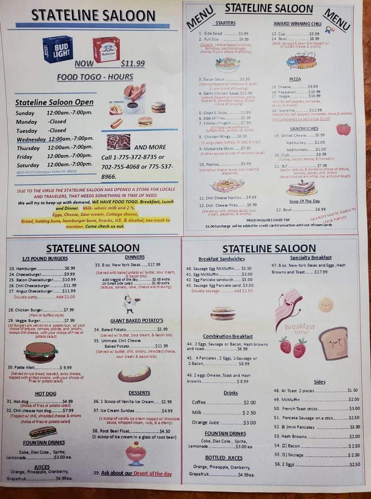 Stateline Saloon - Amargosa Valley, NV menu_pic