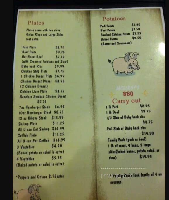 McElroy's Bar-B-Q - Jasper, TN menu_pic