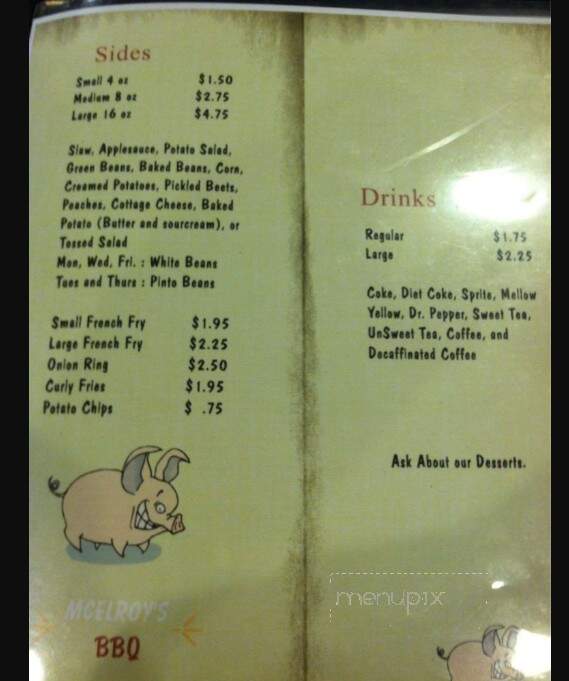 McElroy's Bar-B-Q - Jasper, TN menu_pic