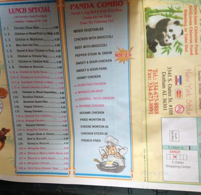 Panda Restaurant - Dothan, AL menu_pic