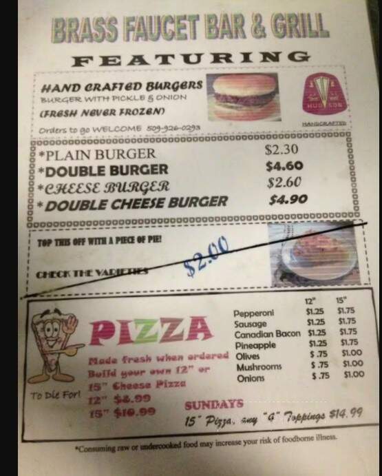 The Brass Faucet Bar Grill - Spokane Valley, WA menu_pic