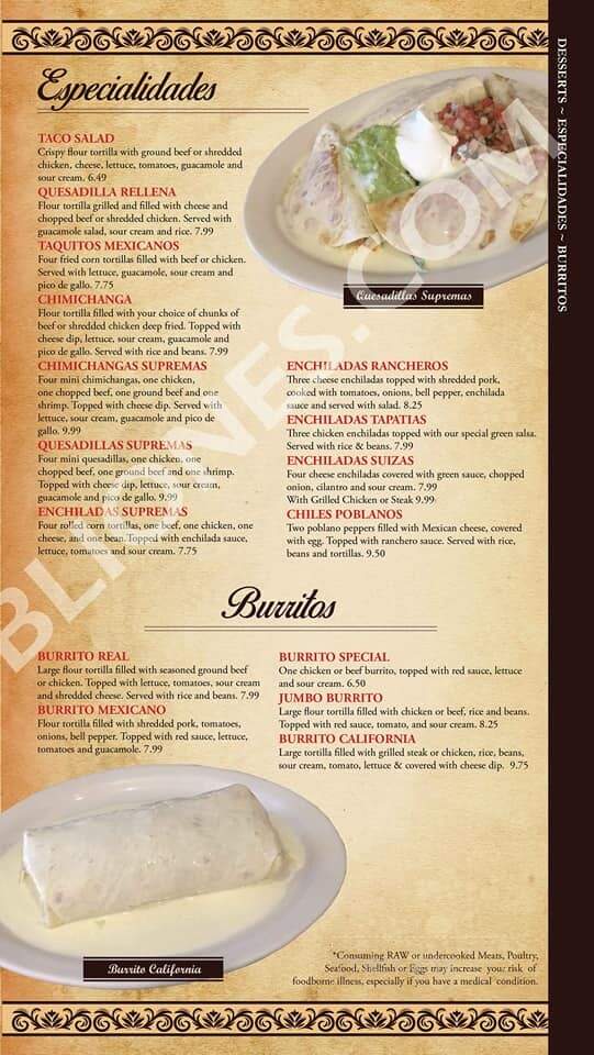 Los Agaves Mexican Grill - White House, TN menu_pic