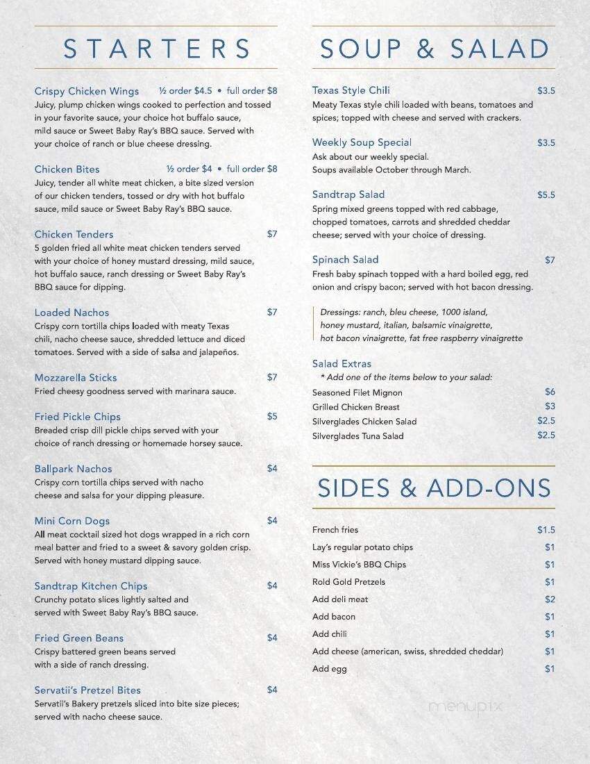 The SandTrap Grill at the Blue Ash Golf Course - Cincinnati, OH menu_pic