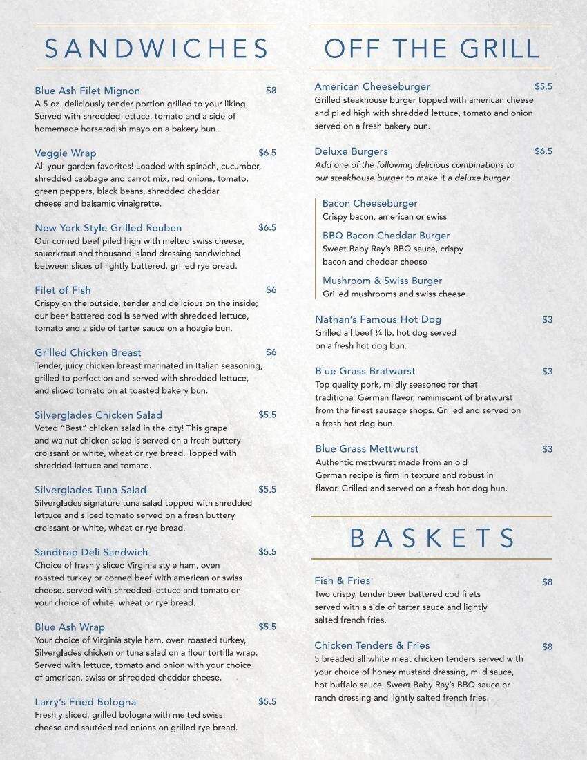 The SandTrap Grill at the Blue Ash Golf Course - Cincinnati, OH menu_pic