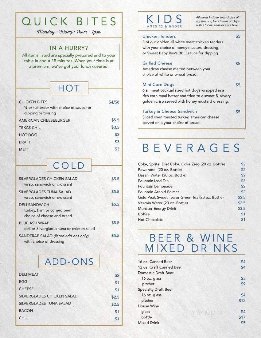 The SandTrap Grill at the Blue Ash Golf Course - Cincinnati, OH menu_pic