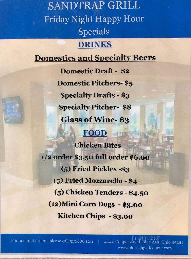 The SandTrap Grill at the Blue Ash Golf Course - Cincinnati, OH menu_pic