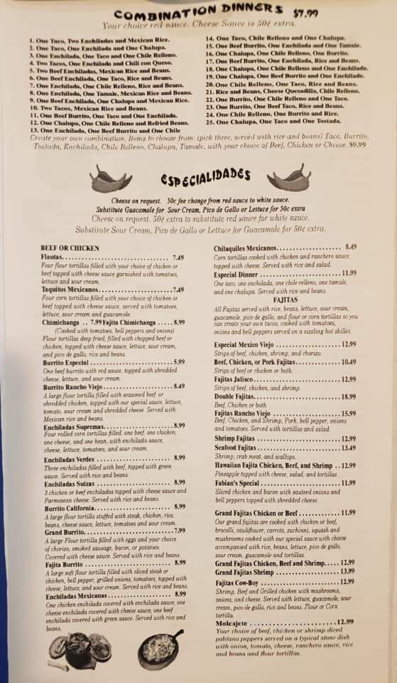 Rancho Veijo - Grove, OK menu_pic