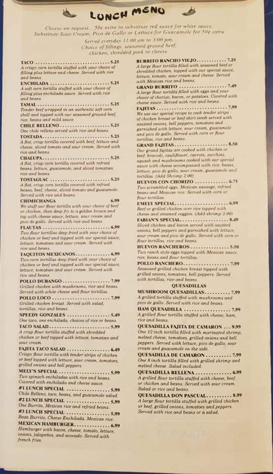 Rancho Veijo - Grove, OK menu_pic
