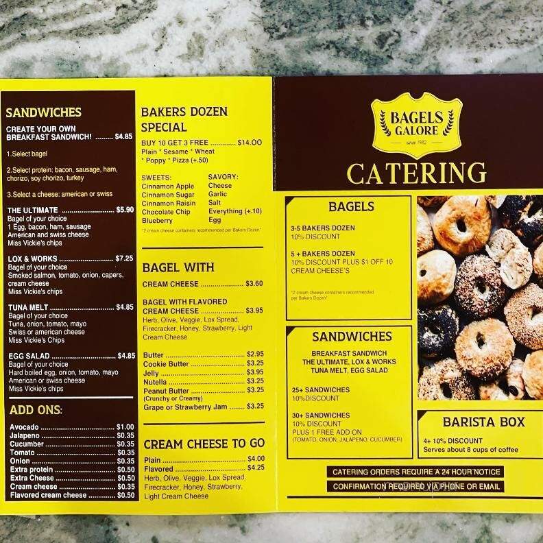 Bagels Galore - Rancho Palos Verdes, CA menu_pic