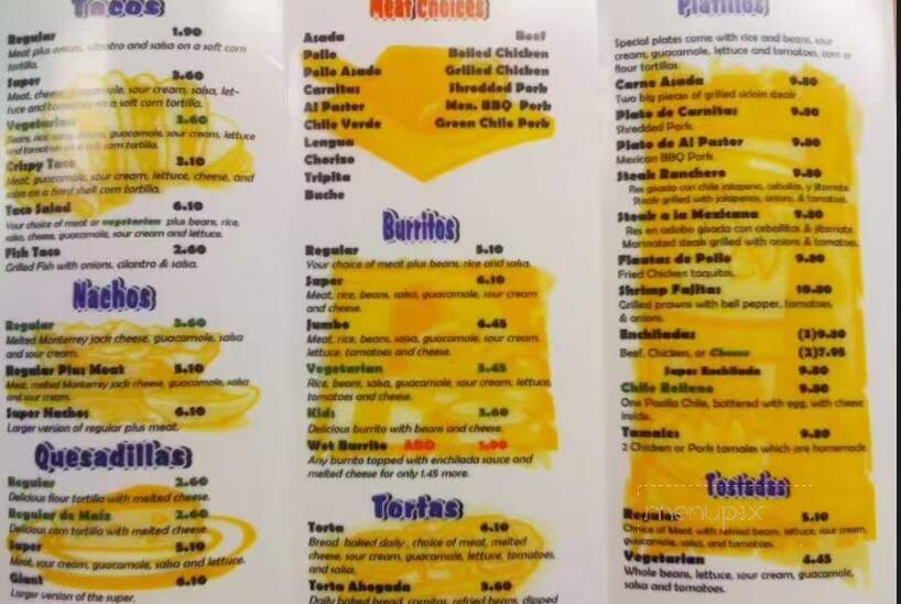 La Favorita - Rancho Cordova, CA menu_pic