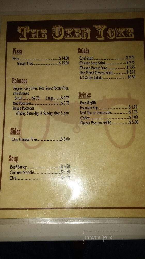 Oxen Yoke Inn - Hobson, MT menu_pic