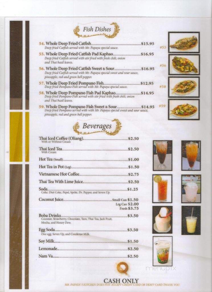 Mr. Papaya Kitchen - Fresno, CA menu_pic