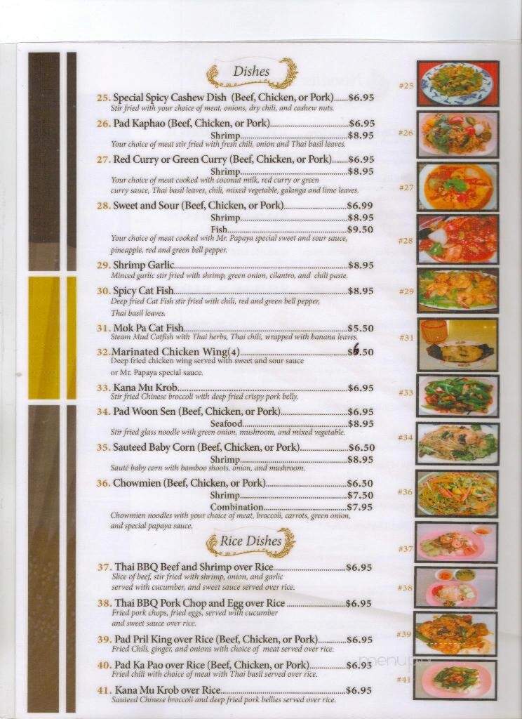 Mr. Papaya Kitchen - Fresno, CA menu_pic