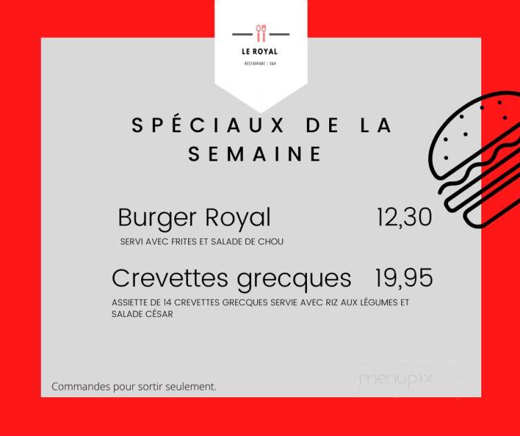 Restaurant Bar Royal - La Guadeloupe, QC menu_pic