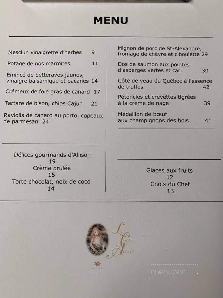 Restaurant La Cache D'Amelie Relais Gourmand - Baie-Comeau, QC menu_pic