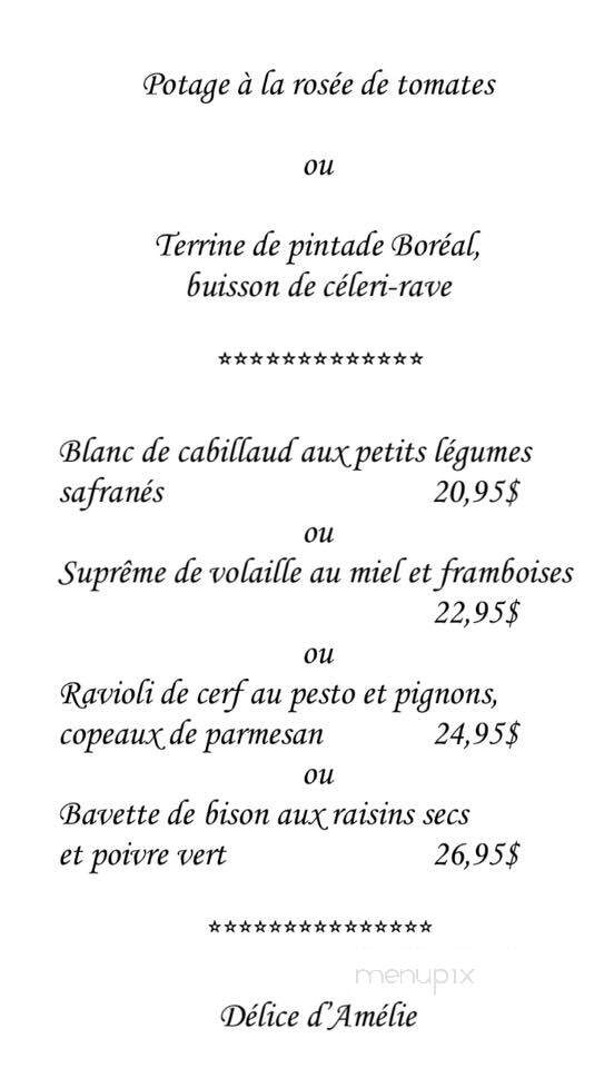 Restaurant La Cache D'Amelie Relais Gourmand - Baie-Comeau, QC menu_pic
