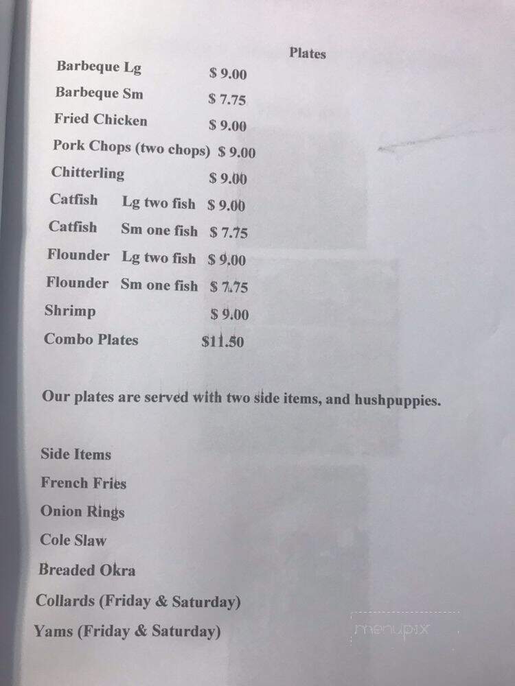 E & H Barbeque Hut - Shannon, NC menu_pic