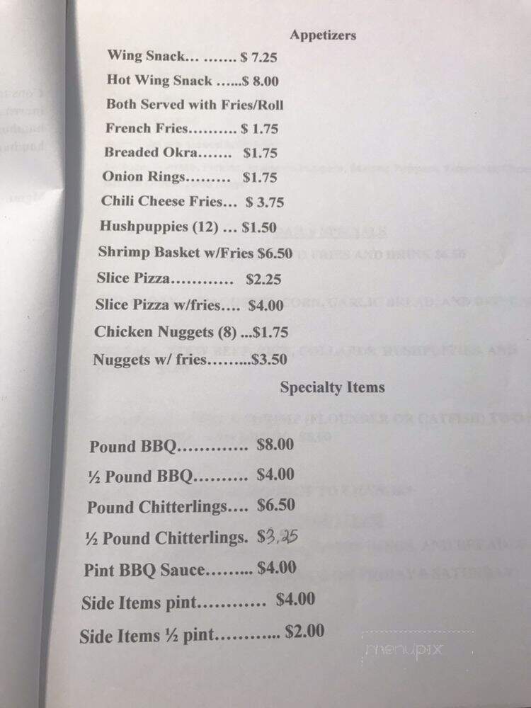 E & H Barbeque Hut - Shannon, NC menu_pic