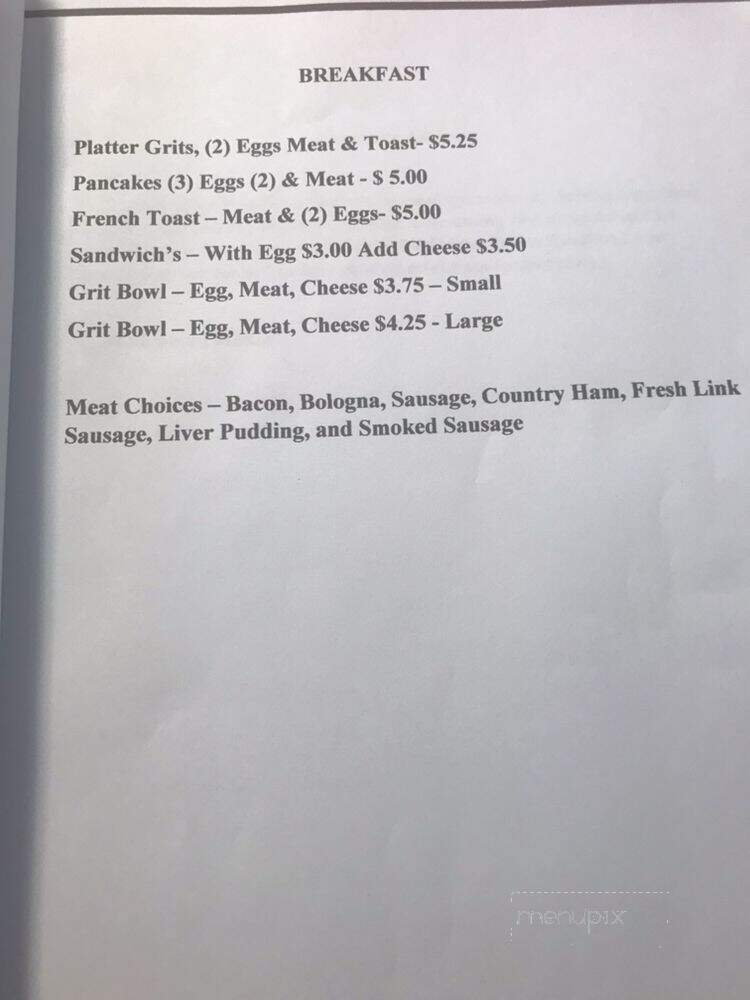 E & H Barbeque Hut - Shannon, NC menu_pic
