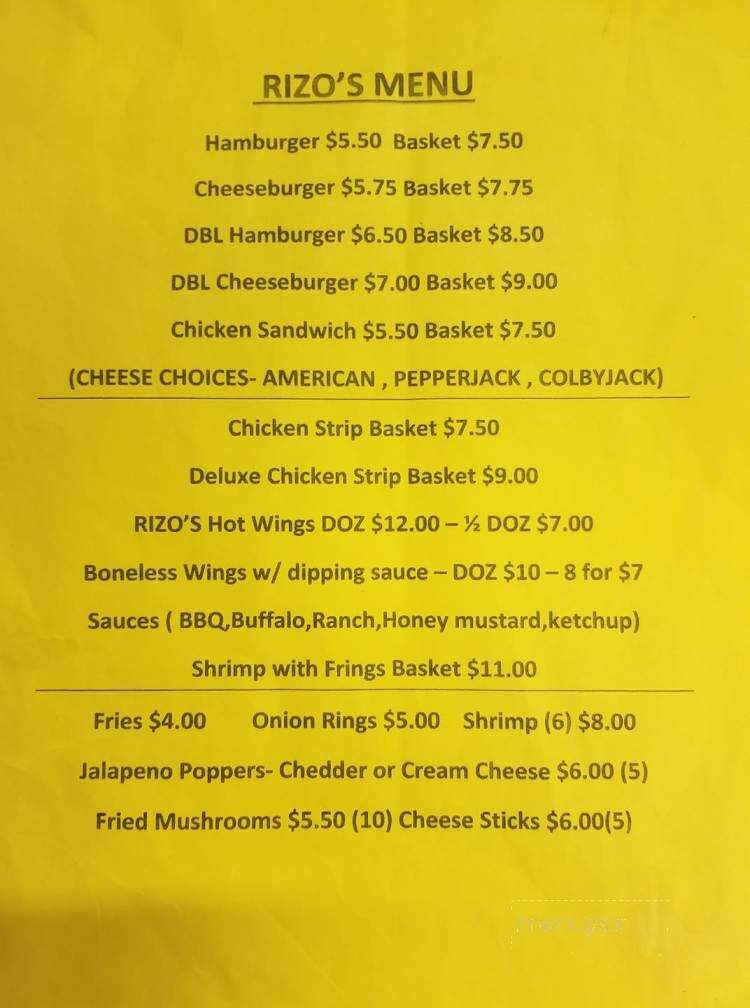 Rizo's - Highlands, TX menu_pic