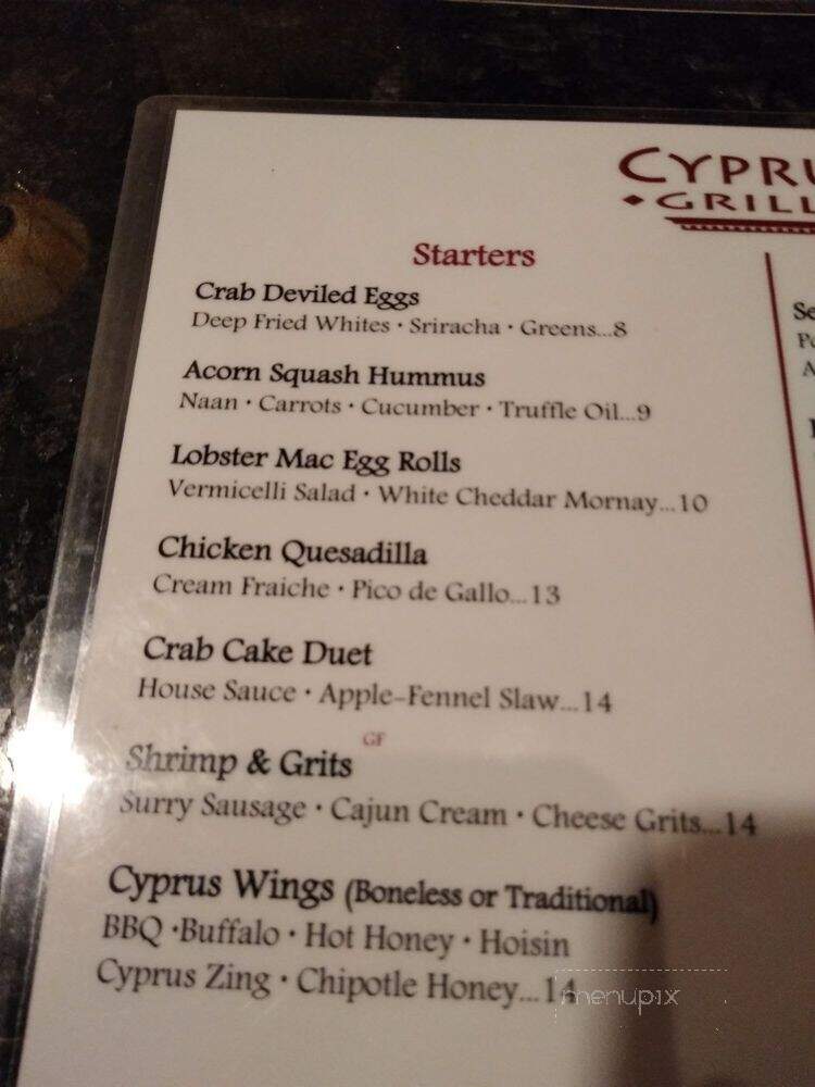 Cyprus Grille - Hampton, VA menu_pic
