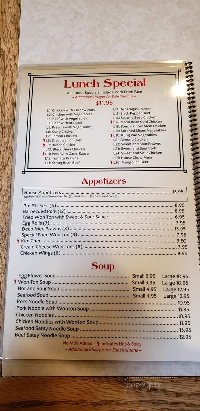 New Garden Restaurant - Pullman, WA menu_pic