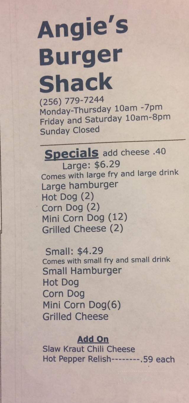 Jeri's Burger Shack - Cedar Bluff, AL menu_pic