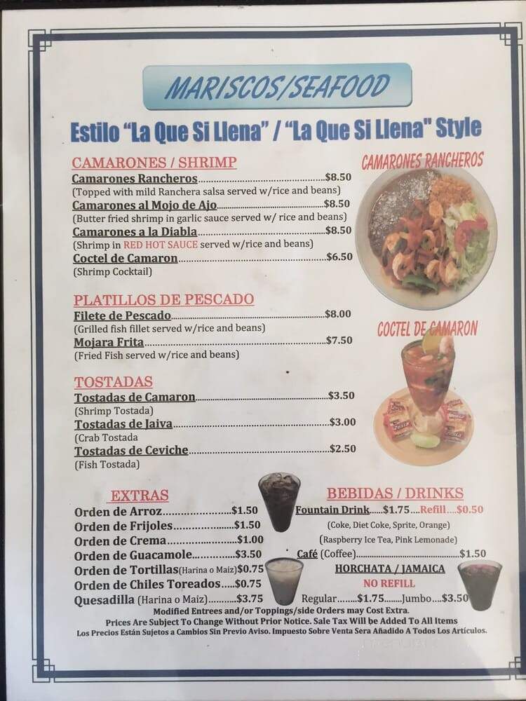 Taqueria La Que Si Llena - Los Angeles, CA menu_pic