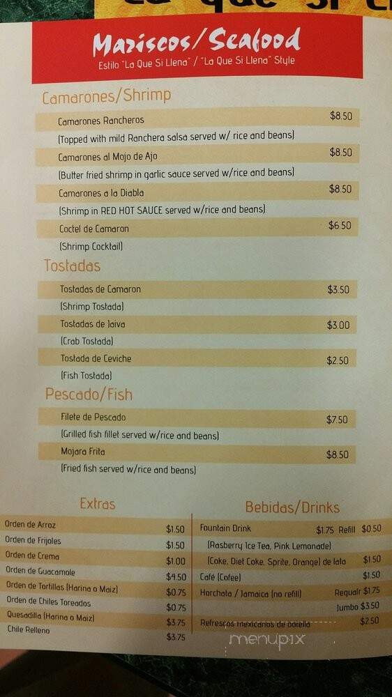 Taqueria La Que Si Llena - Los Angeles, CA menu_pic