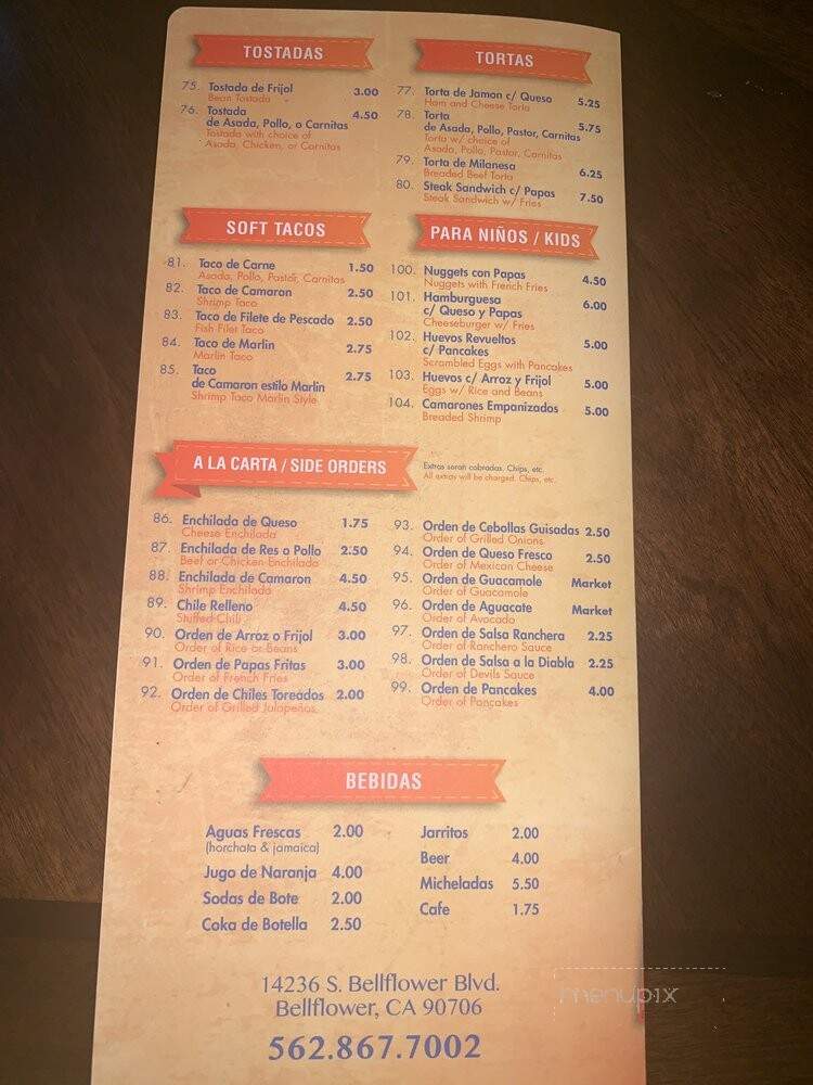 Marisco's Miramar - Bellflower, CA menu_pic