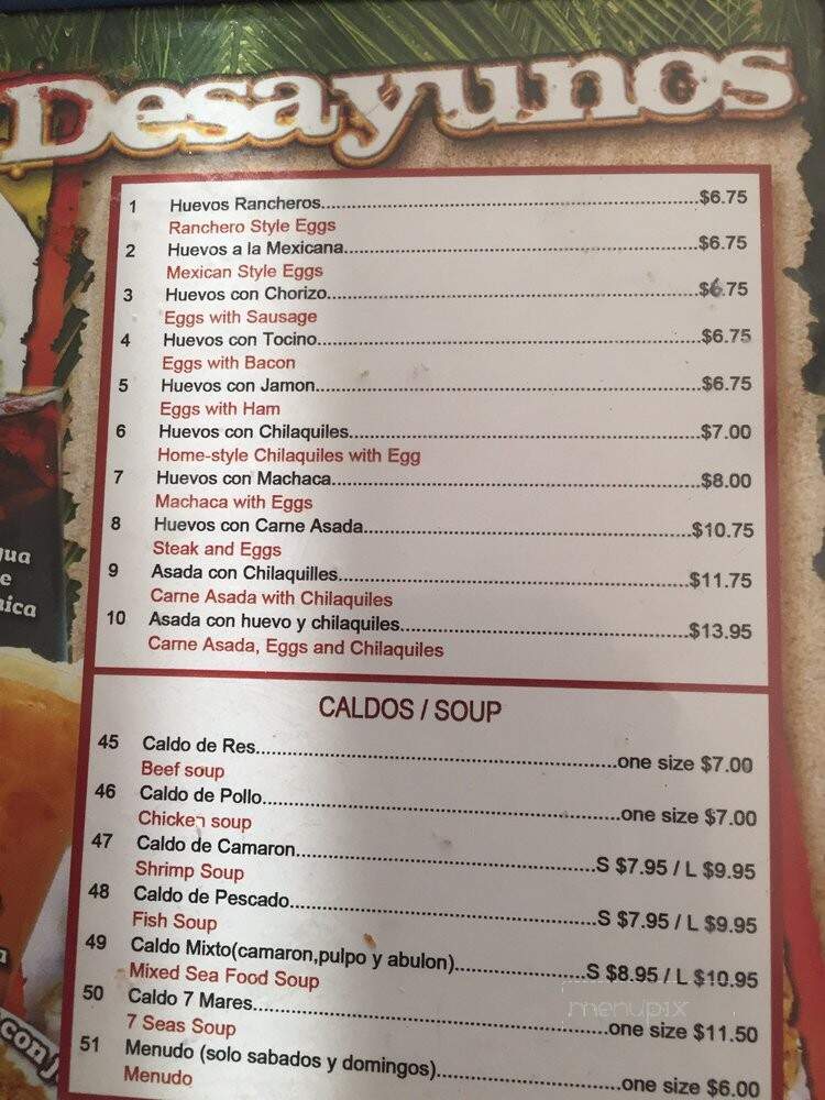 Marisco's Miramar - Bellflower, CA menu_pic