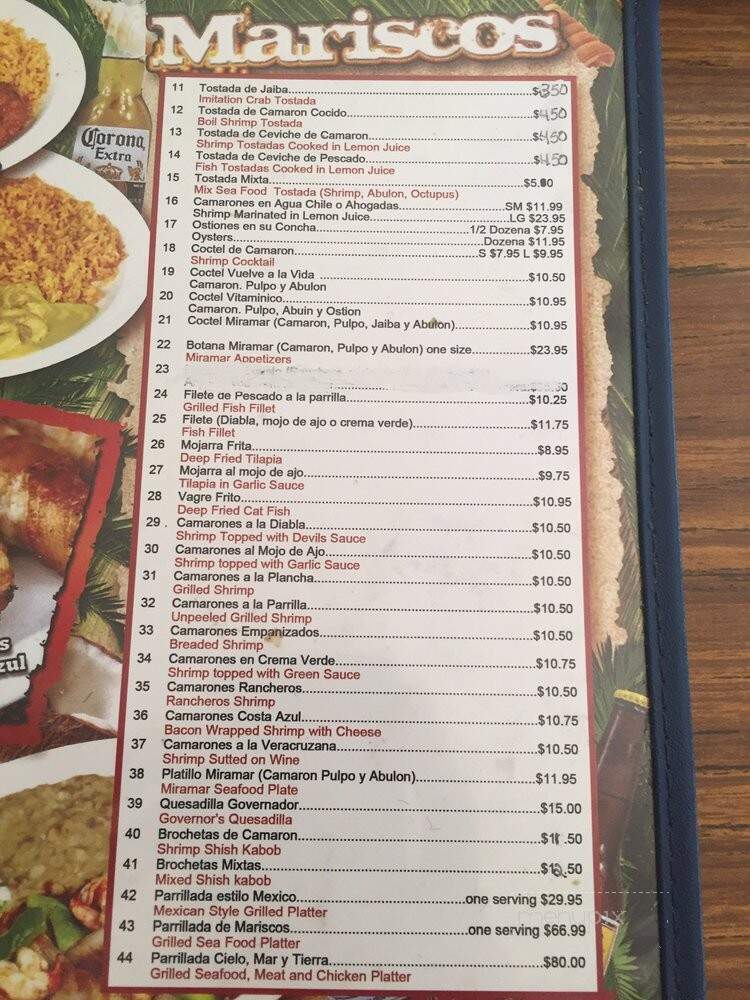 Marisco's Miramar - Bellflower, CA menu_pic