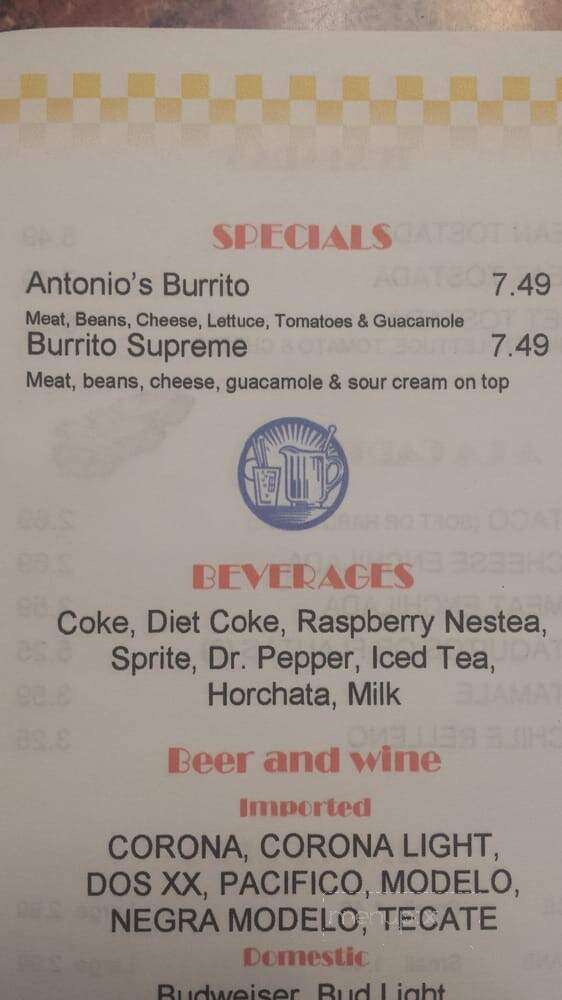 Antonios Mexican Food - Anaheim, CA menu_pic