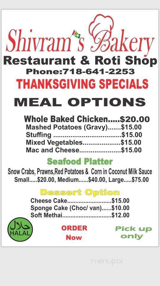 Shivram's Bakery - South Richmond Hill, NY menu_pic