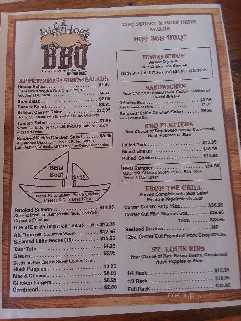 Big Hog's BBQ - Avalon, NJ menu_pic