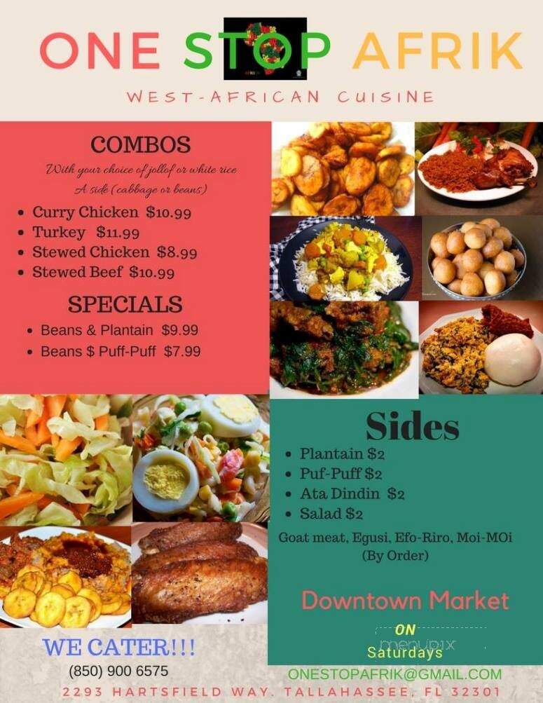One-Stop Afrik - Tallahassee, FL menu_pic