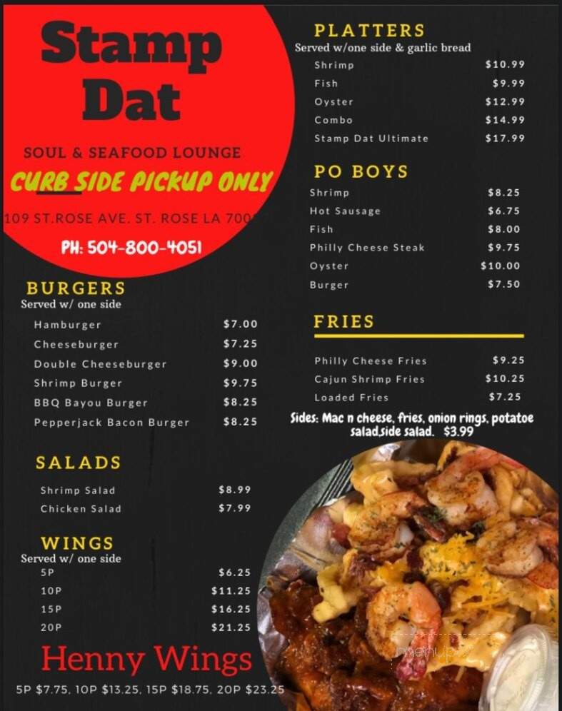 Stamp Dat Seafood - Des Allemands, LA menu_pic