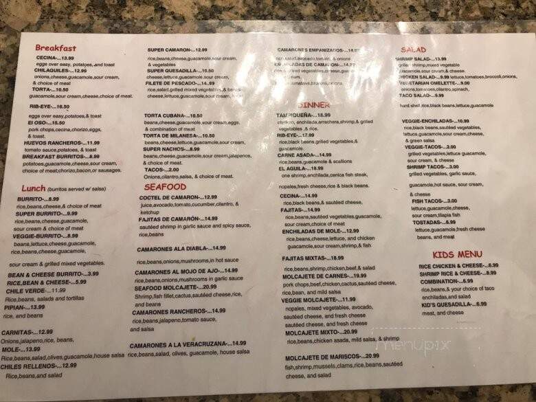 Aguila Real Mexican Food - Santa Rosa, CA menu_pic