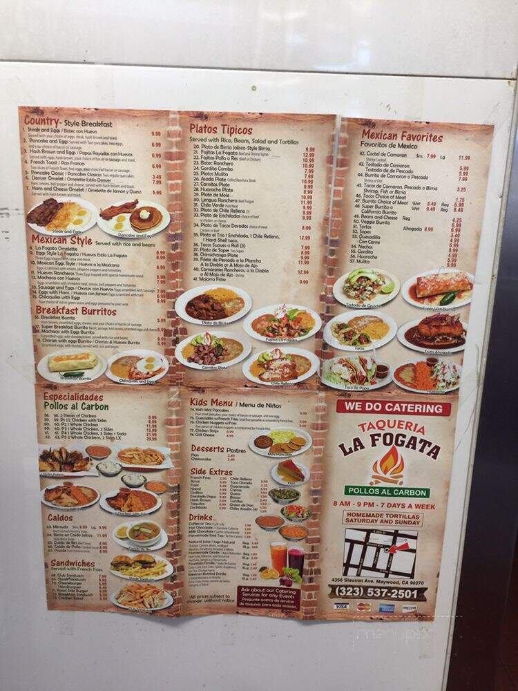 Taqueria La Fogata - Maywood, CA menu_pic