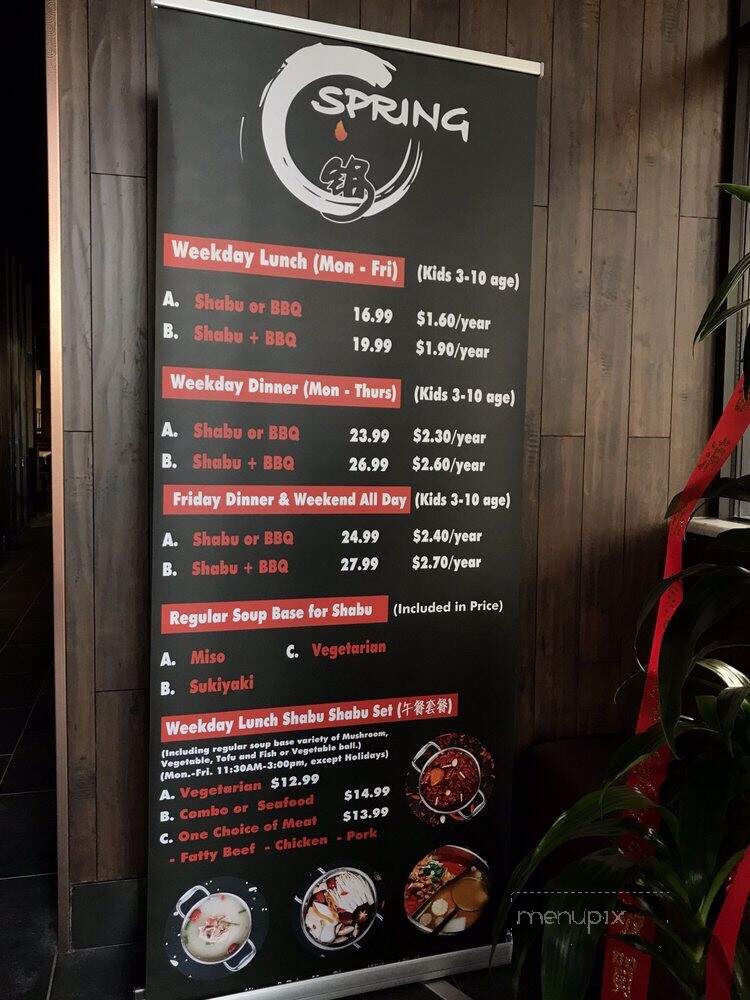 Spring Shabu Shabu and Grill - El Monte, CA menu_pic