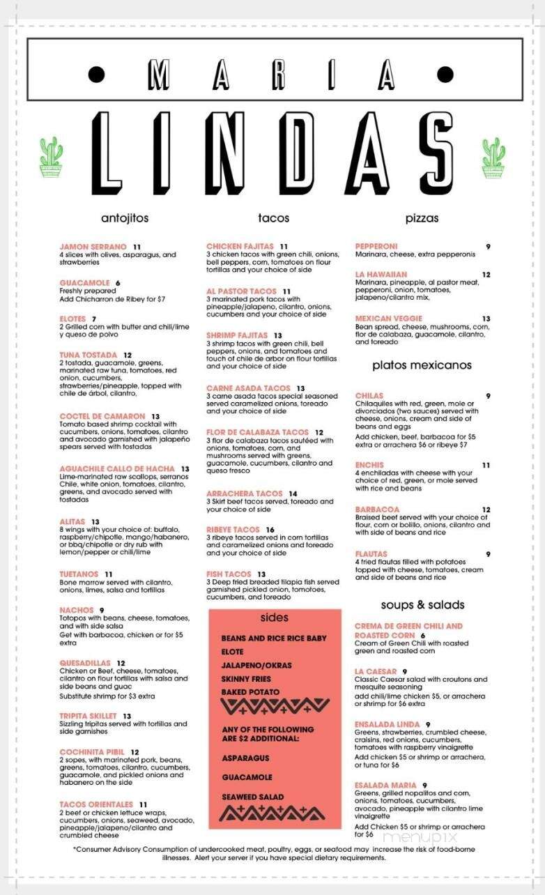 Maria Linda's - El Paso, TX menu_pic